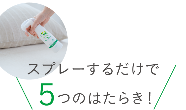 スプレーするだけで5つのはたらき！